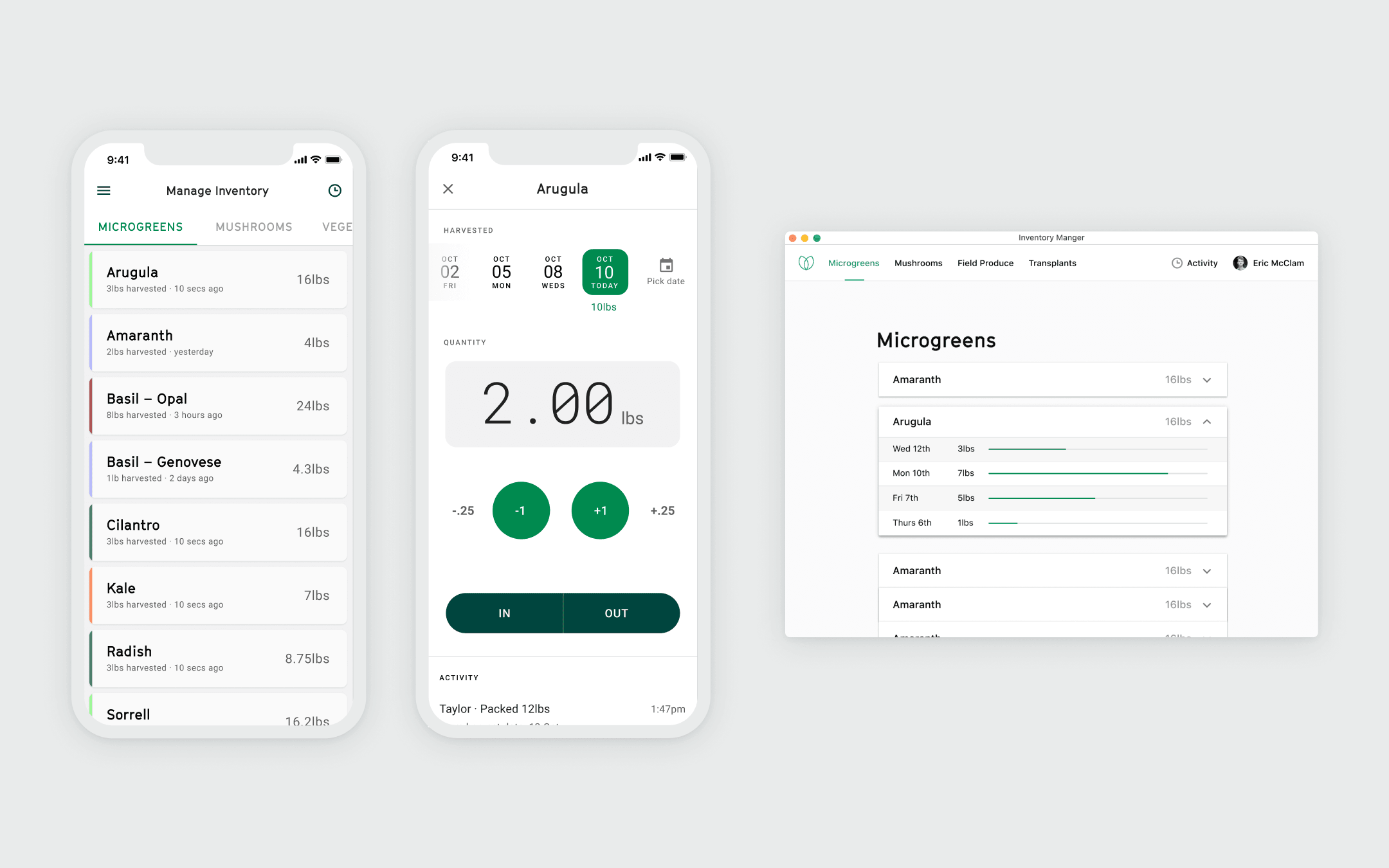 V1 of City Roots’ inventory tracking app