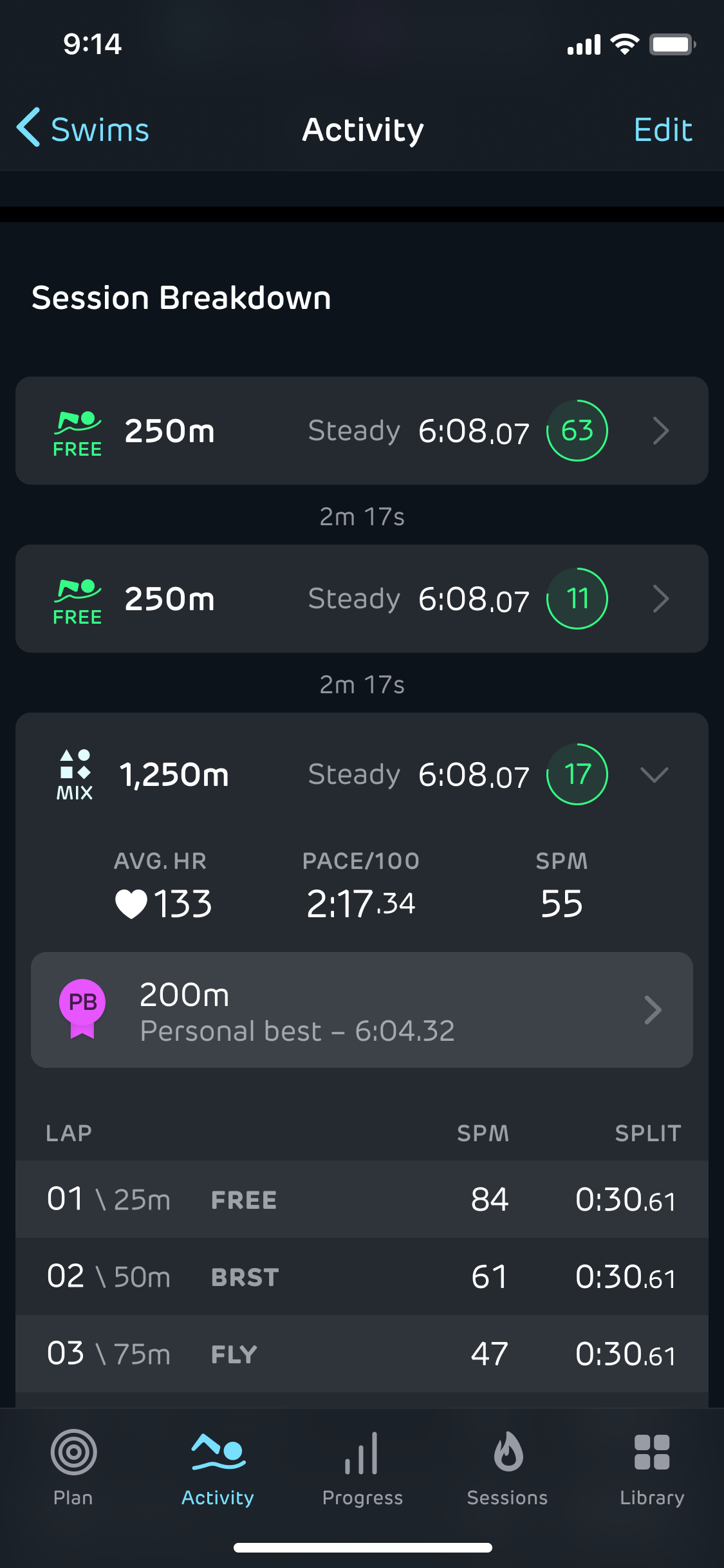 Swim Activity tracking