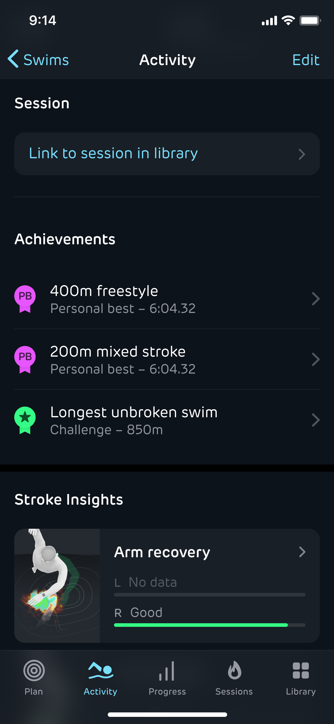 Swim Activity tracking